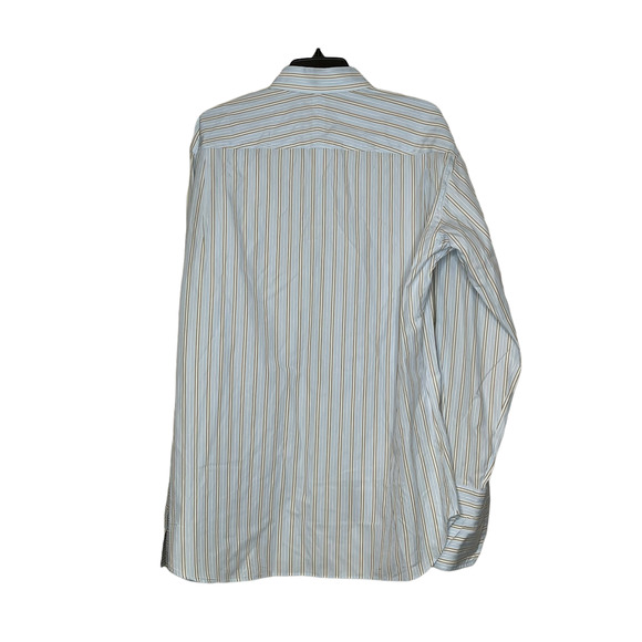 Robert Talbott Best Of Class Mens Dress Shirt Size 16.5-35 Blue Tan White Stripe - Picture 4 of 4